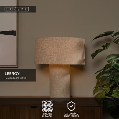 Lucide LEEROY - Lámpara de mesa - 1xE27 - Taupe